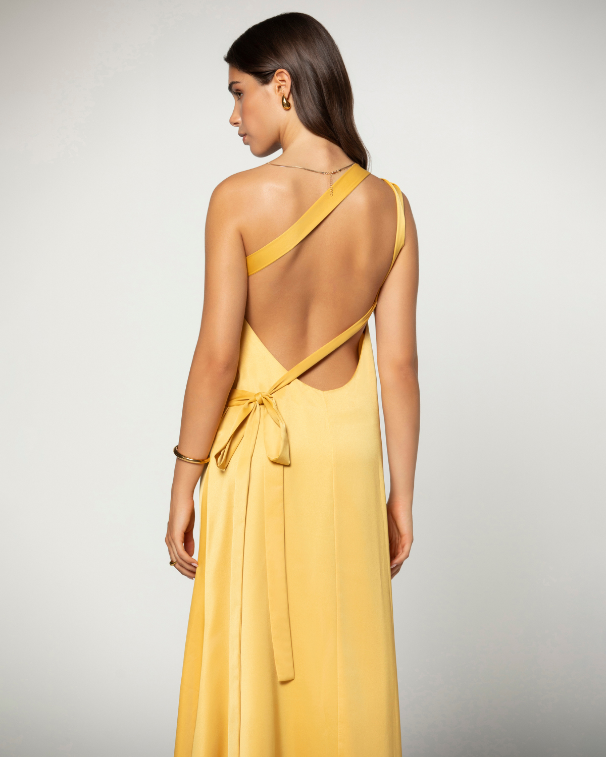 Kiara | Asymmetrical One-Shoulder Satin Midi Dress
