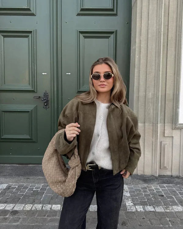 Lumiere | Suede Bomber Jacket