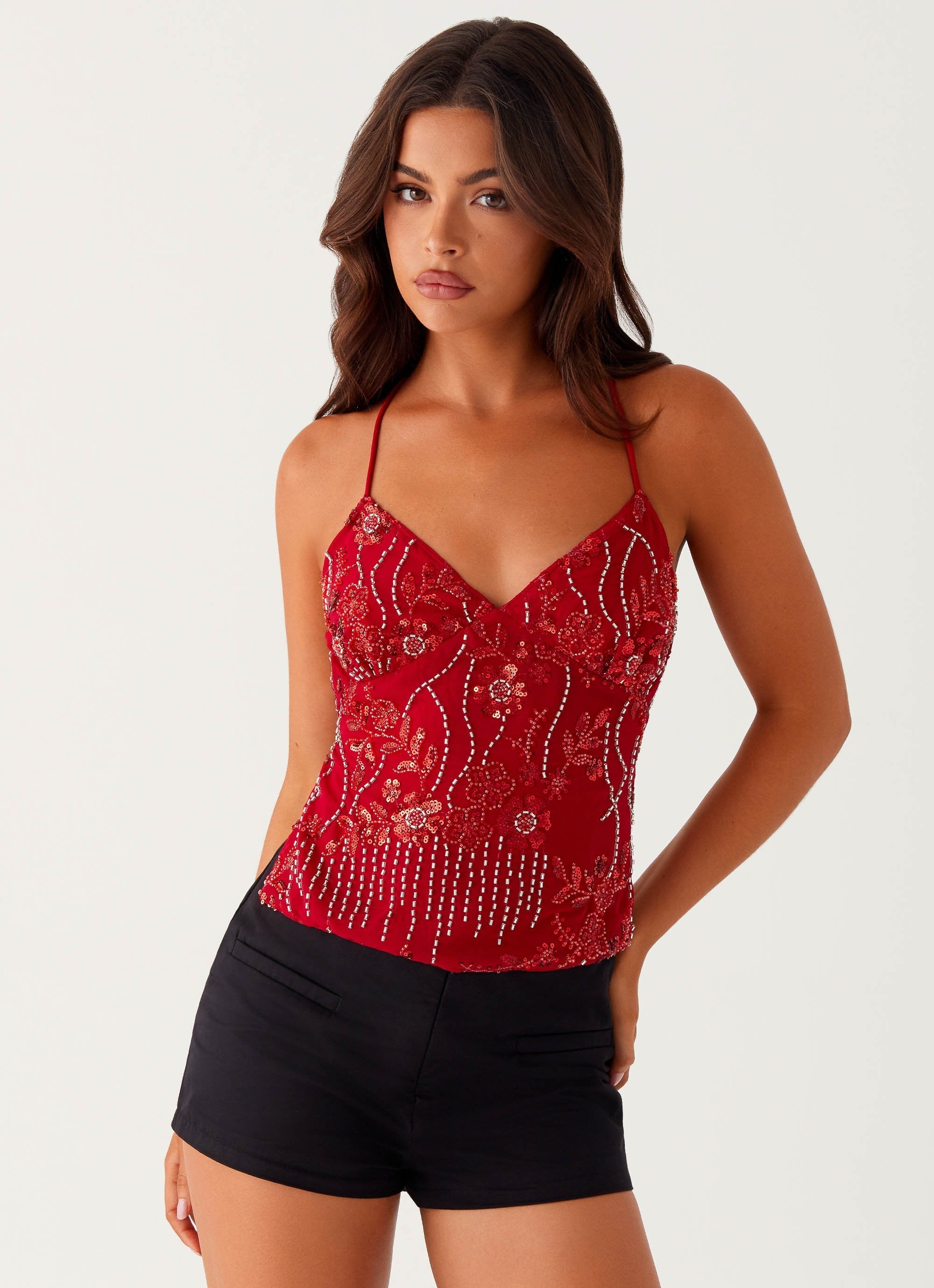 Kira | Backless Sequin Cami Top