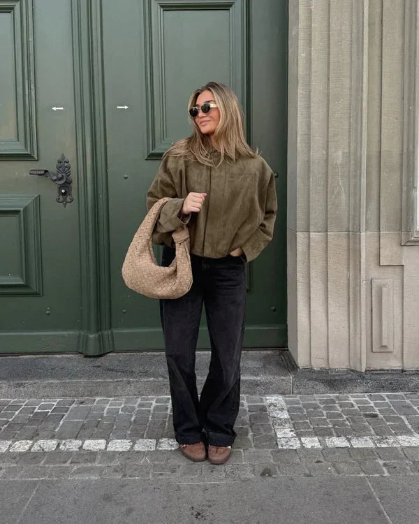 Lumiere | Suede Bomber Jacket