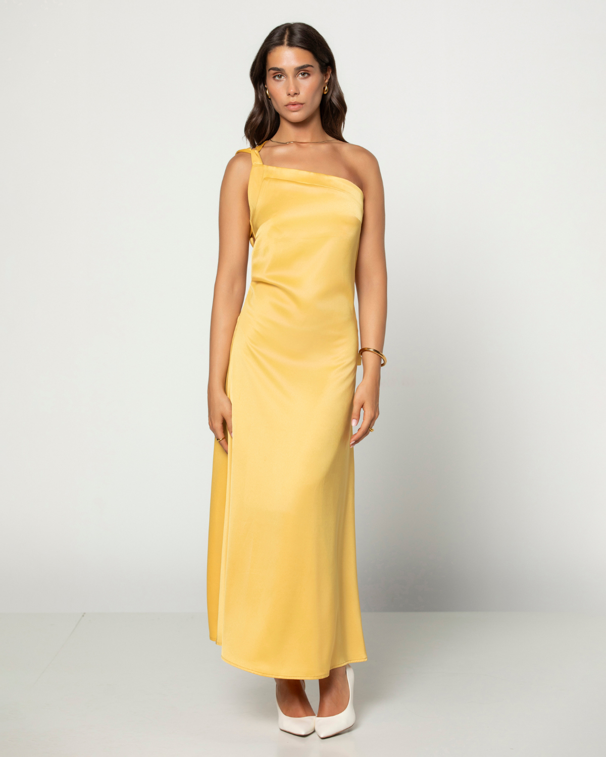 Kiara | Asymmetrical One-Shoulder Satin Midi Dress