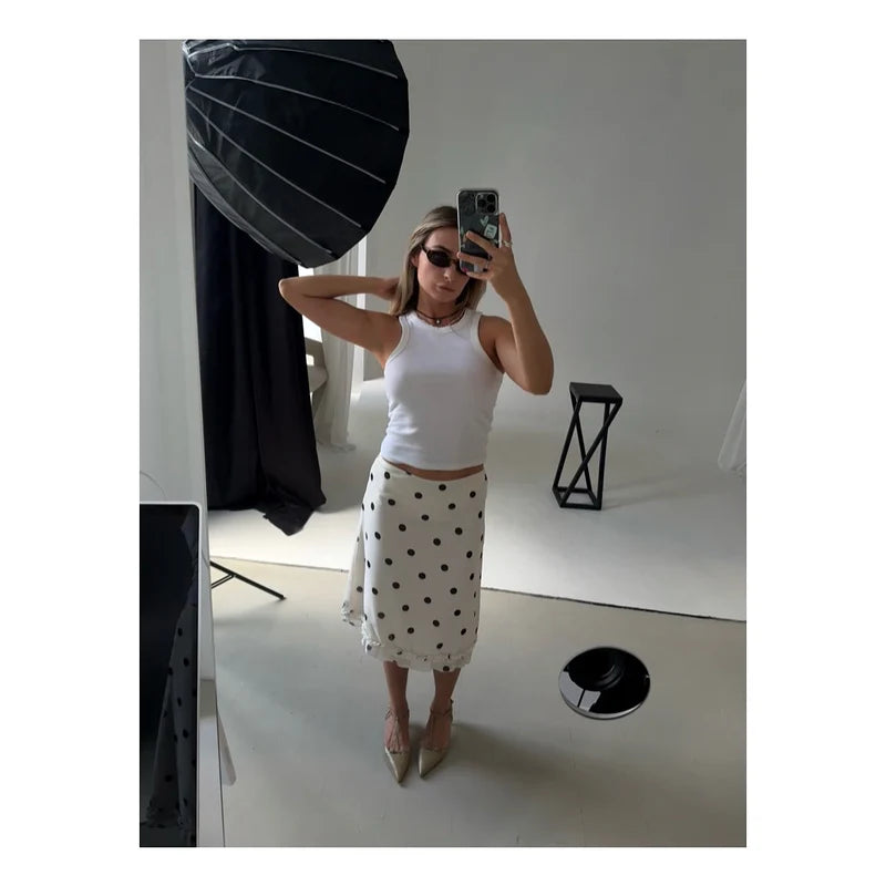 Faye | Midi Skirt - Polka dots