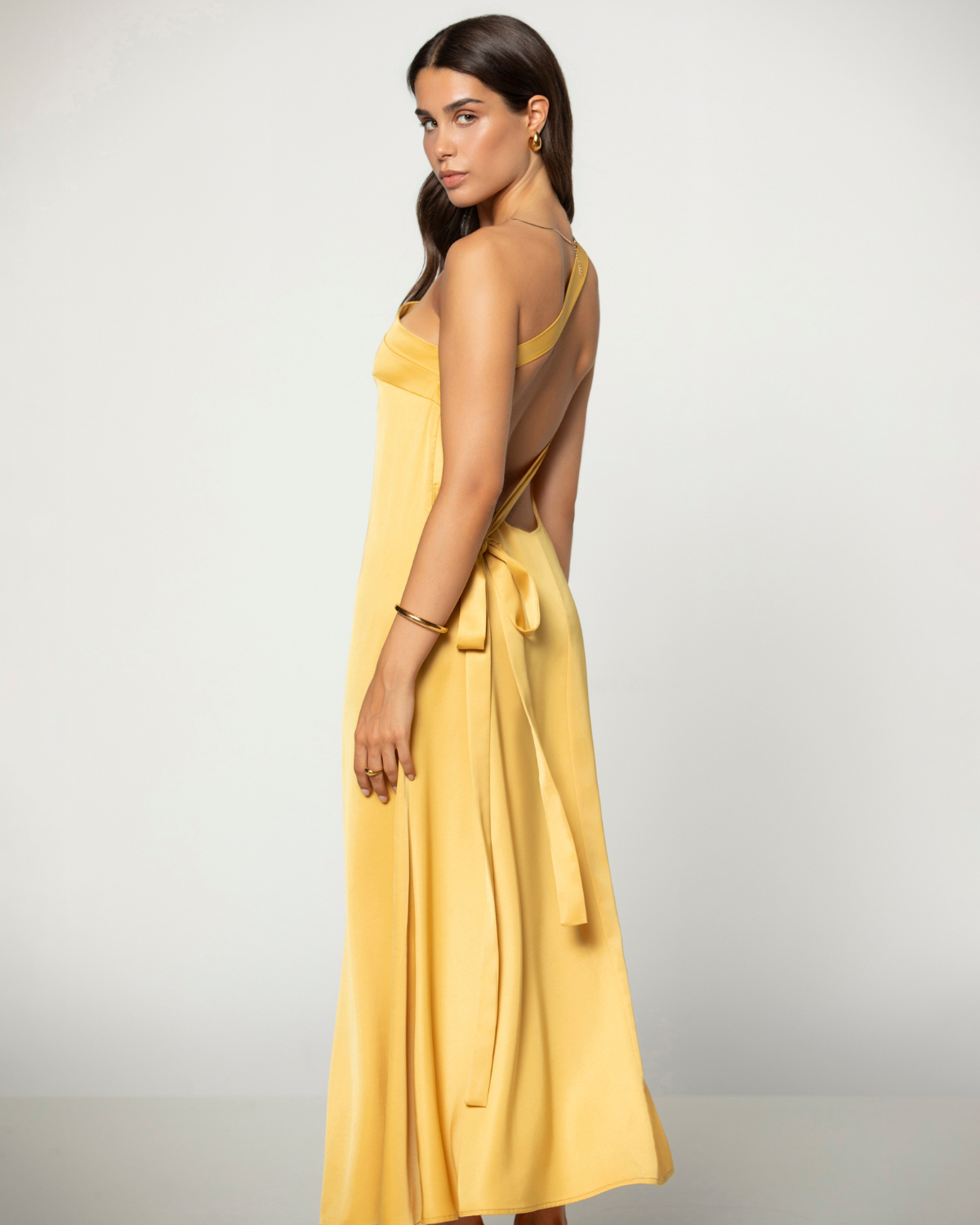 Kiara | Asymmetrical One-Shoulder Satin Midi Dress