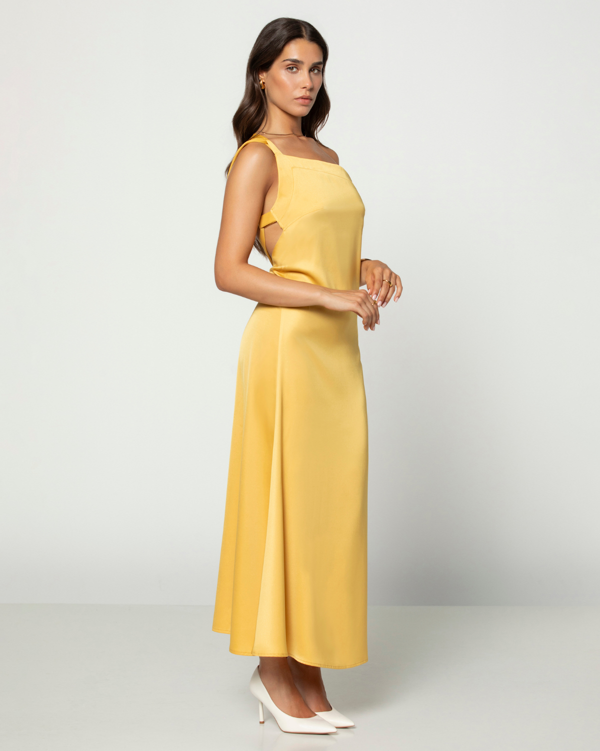 Kiara | Asymmetrical One-Shoulder Satin Midi Dress