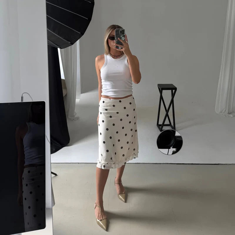 Faye | Midi Skirt - Polka dots