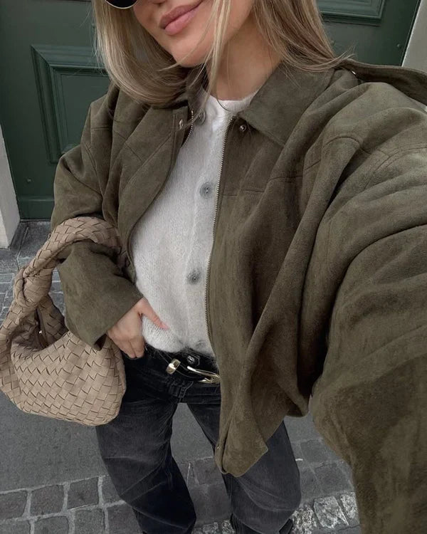 Lumiere | Suede Bomber Jacket