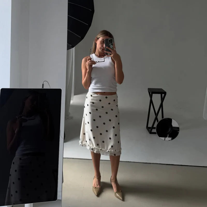 Faye | Midi Skirt - Polka dots