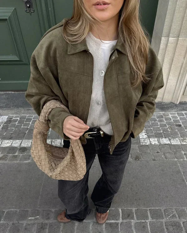 Lumiere | Suede Bomber Jacket