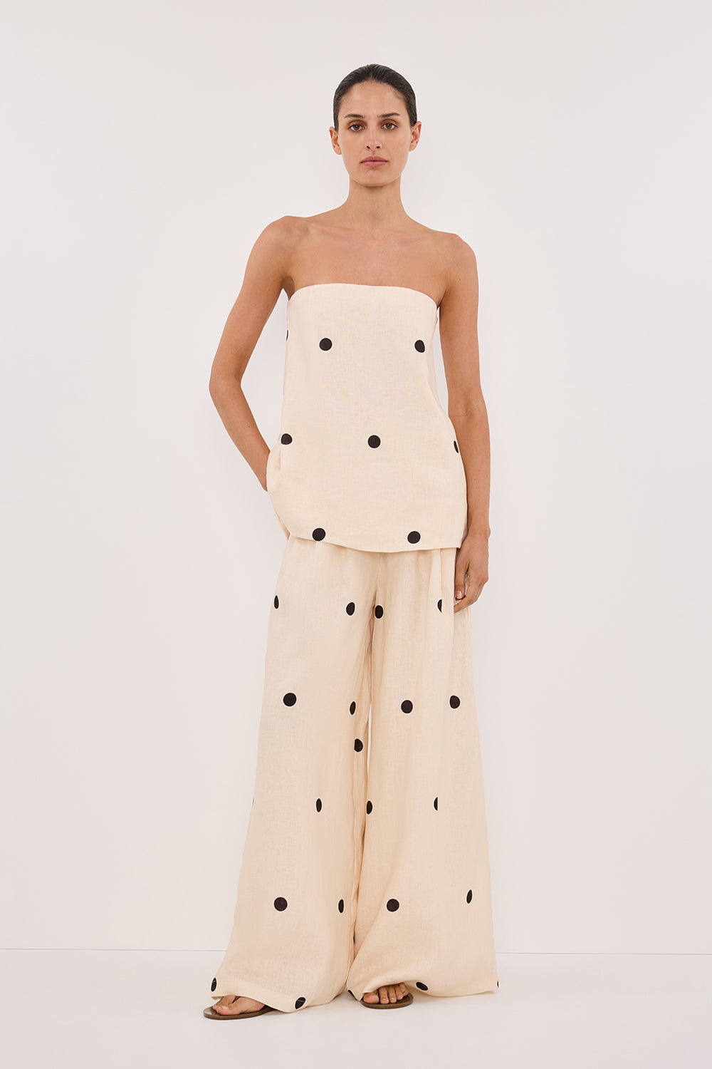 Leane | Bustier Top and Wide-Leg Pants Set